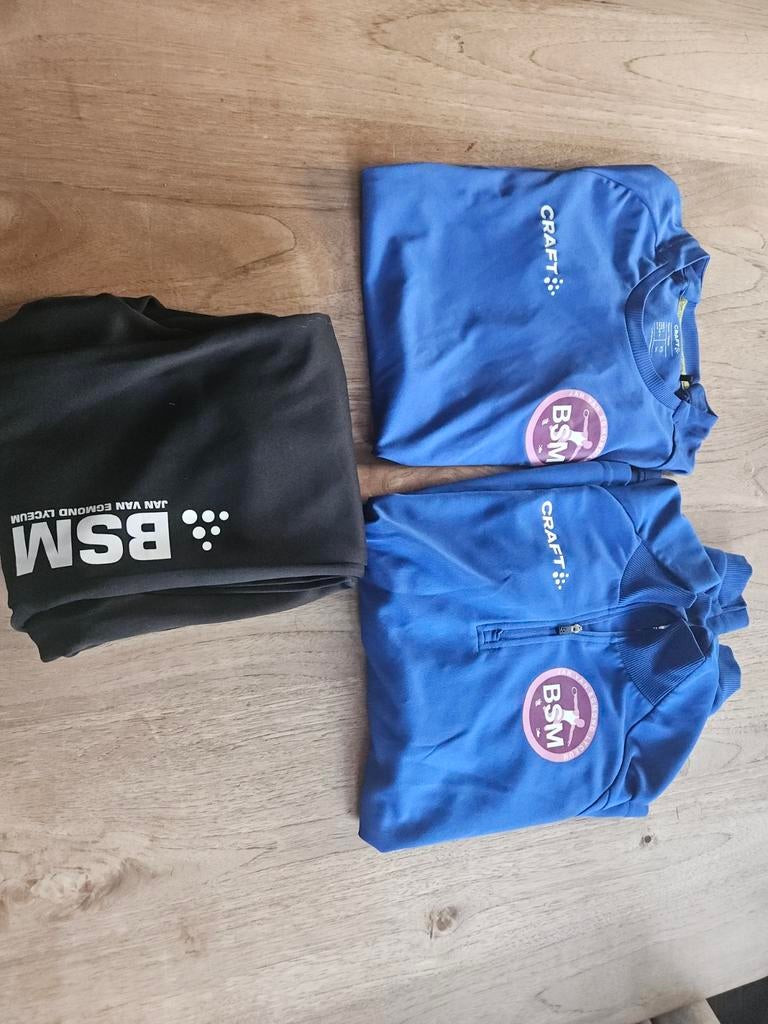 BSM trainingspak Jan van Egmond Lyceum Purmerend, Kleding | Dames, Sportkleding, Gedragen, Overige typen, Maat 36 (S), Blauw, Ophalen of Verzenden