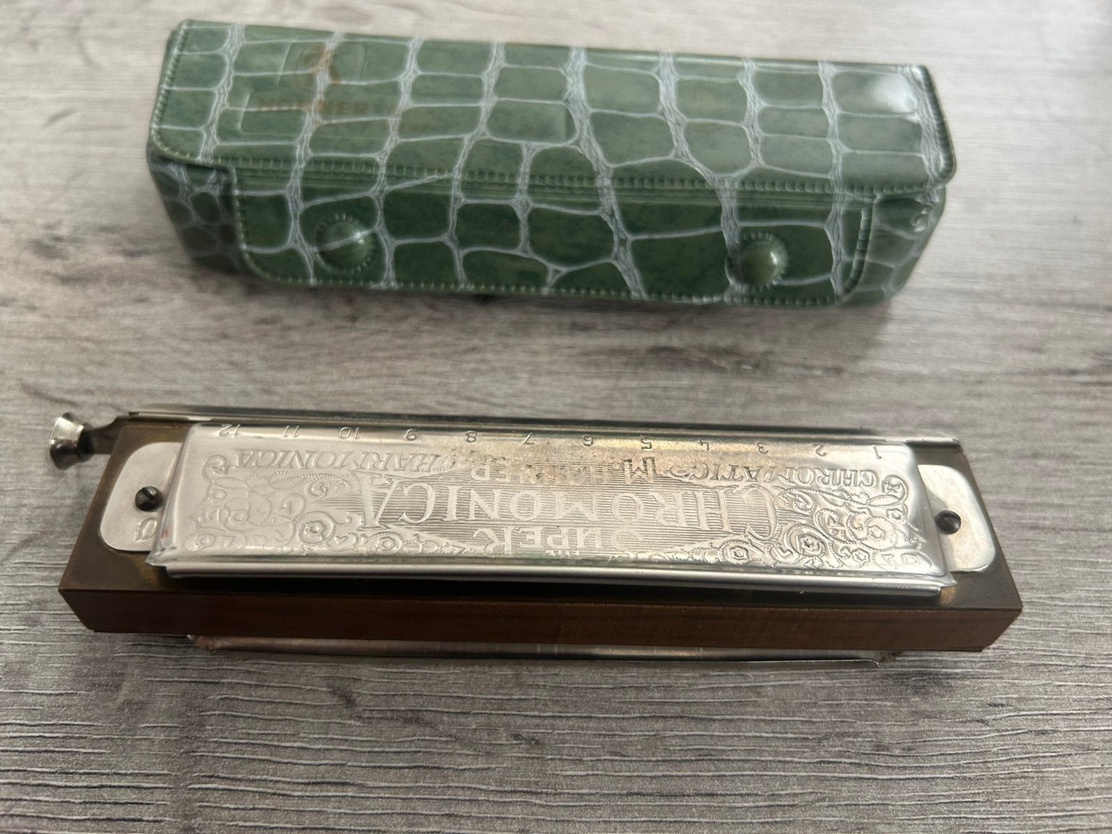 Vintage M. Hohner Super Chromonica – originele hoes, Gebruikt, Overige typen, Chromatisch, Ophalen of Verzenden