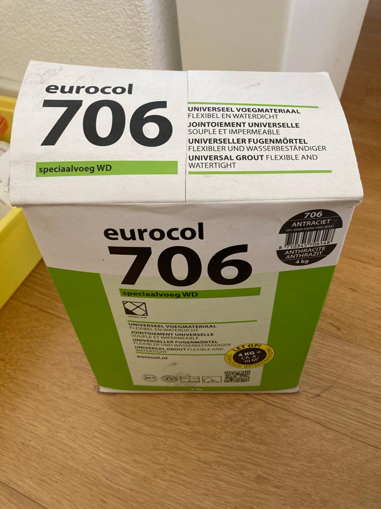 Eurocol 706 Speciaalvoeg WD Antraciet 4 kg, Overige materialen, Overige typen, Zo goed als nieuw, 5 tot 10 m²