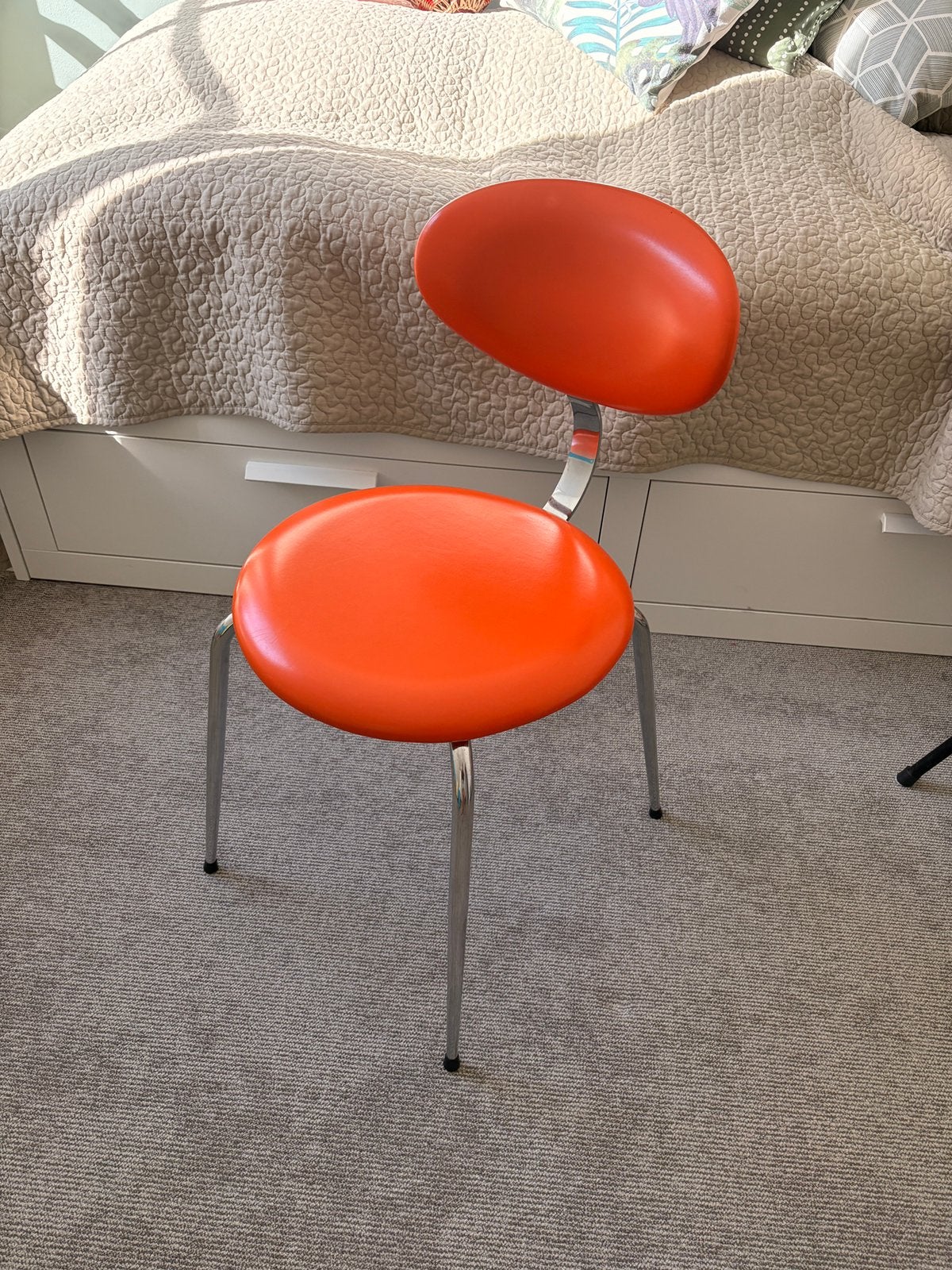Retro vintage oranje skai stoel, Ophalen, Gebruikt, Overige kleuren, Vintage
