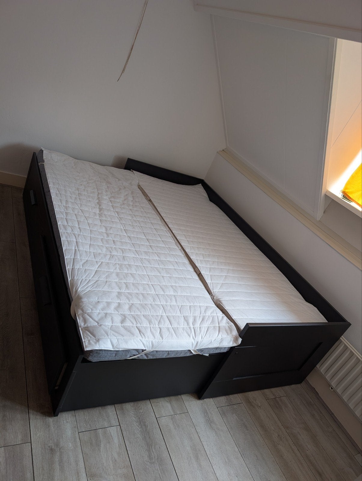 Brimnes Ikea 2 persoons uitschuifbaar bed, Ophalen, Verstelbaar, Zwart, Tweepersoons