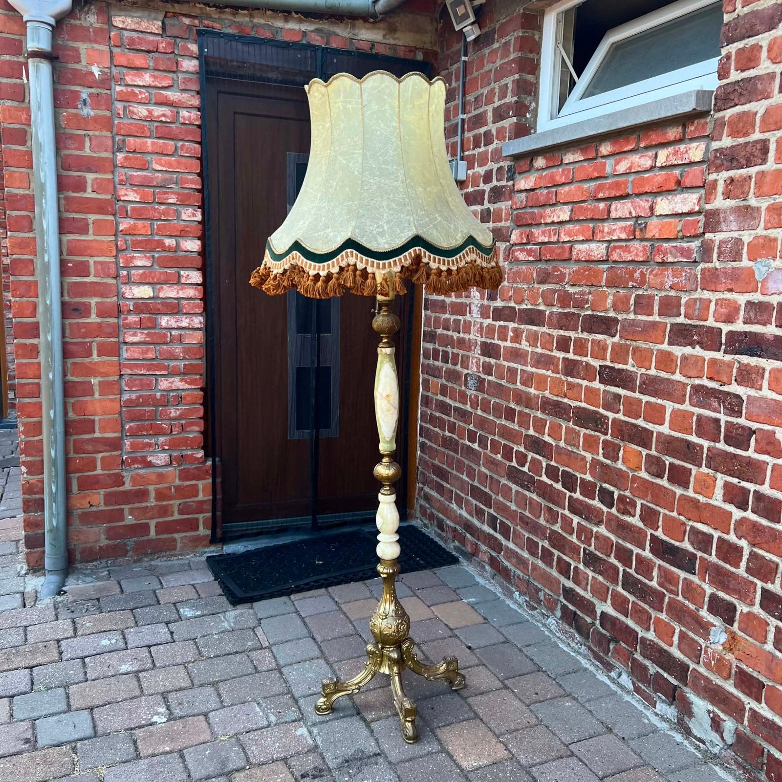 Koperen staande lamp met marmer, Antiek en Kunst, Ophalen