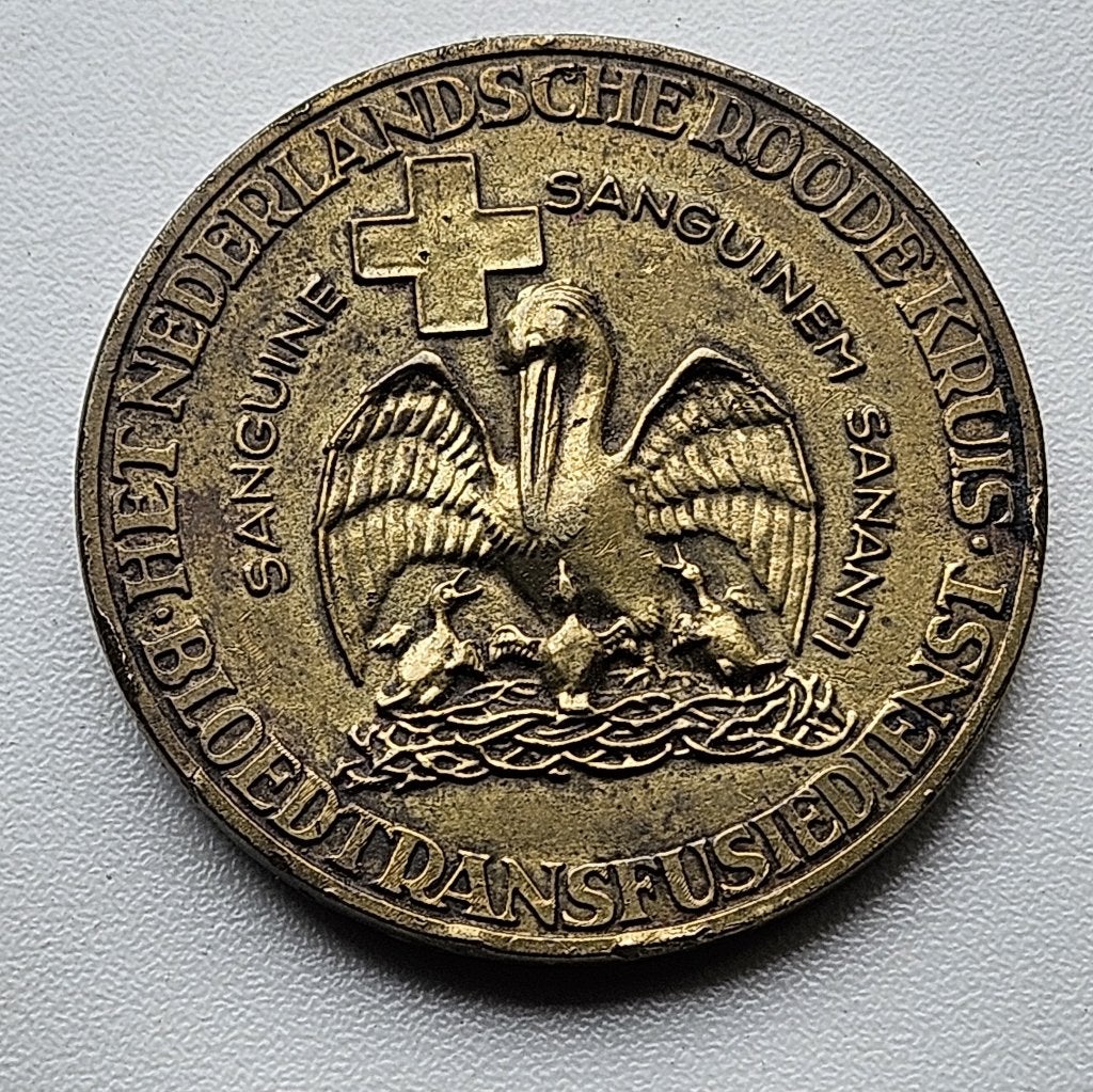 Bronzen penning bloedtransfusiedienst Ned.Rode Kruis 1939, Ophalen of Verzenden, Brons, Nederland