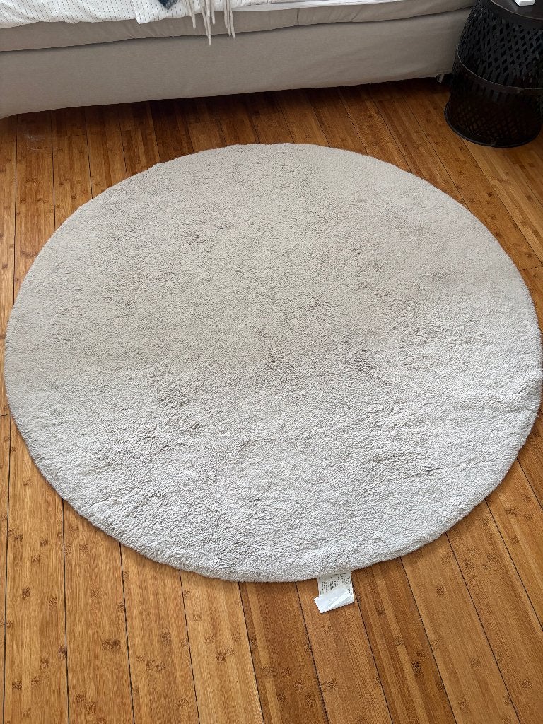 Rond beige vloerkleed, Ophalen, Beige, 150 tot 200 cm, Rond