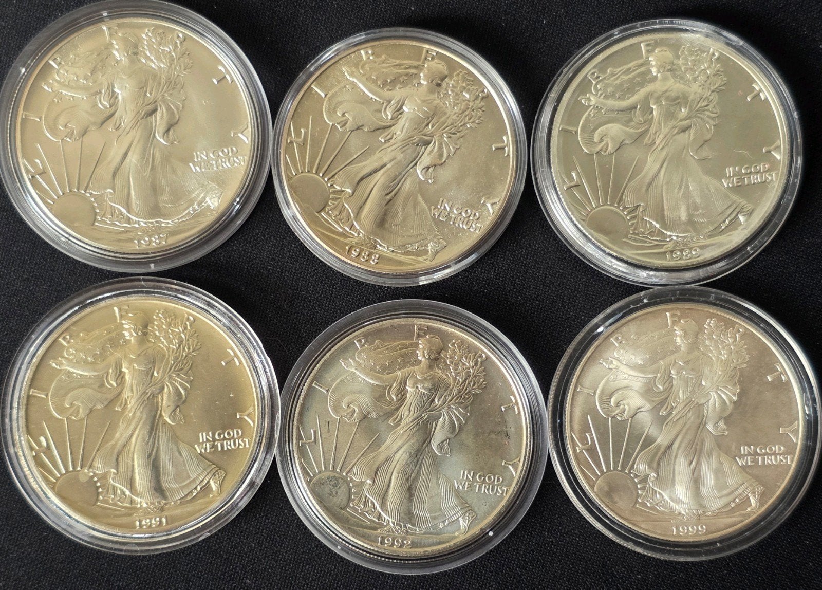 6x 1oz eagle Amerika, Postzegels en Munten, Verzenden, Zilver