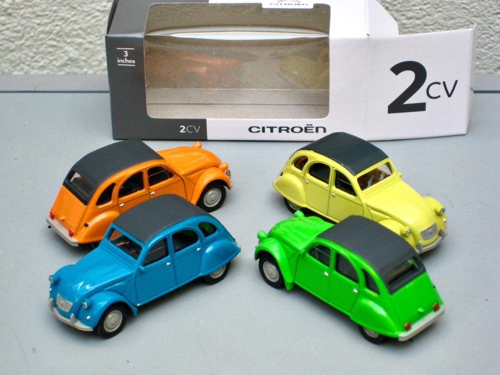 Citroen 2CV 1976 groen, geel of oranje Norev 1:54 3 Inch, Ophalen of Verzenden, Nieuw, Auto