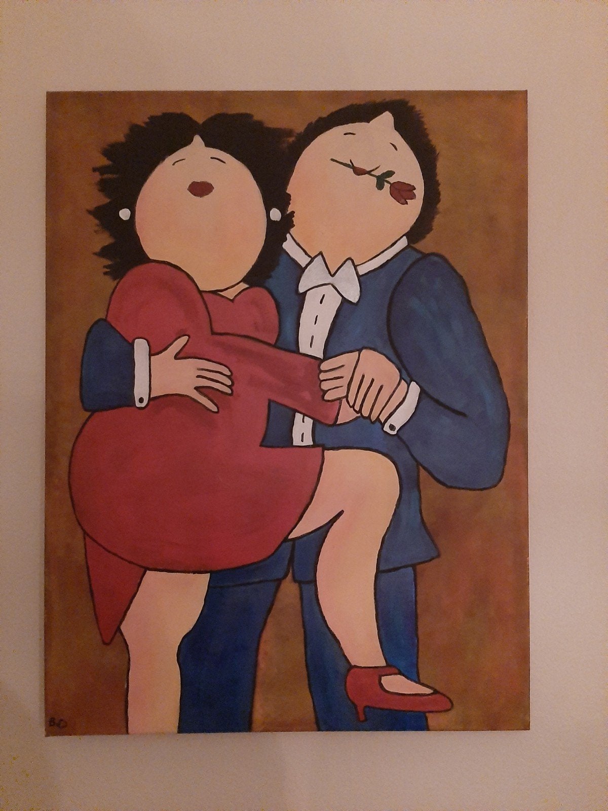 Schilderij 'Dikke Dames' - Handgeschilderd Kunstwerk, Antiek en Kunst, Ophalen of Verzenden, Handgeschilderd, Figuren