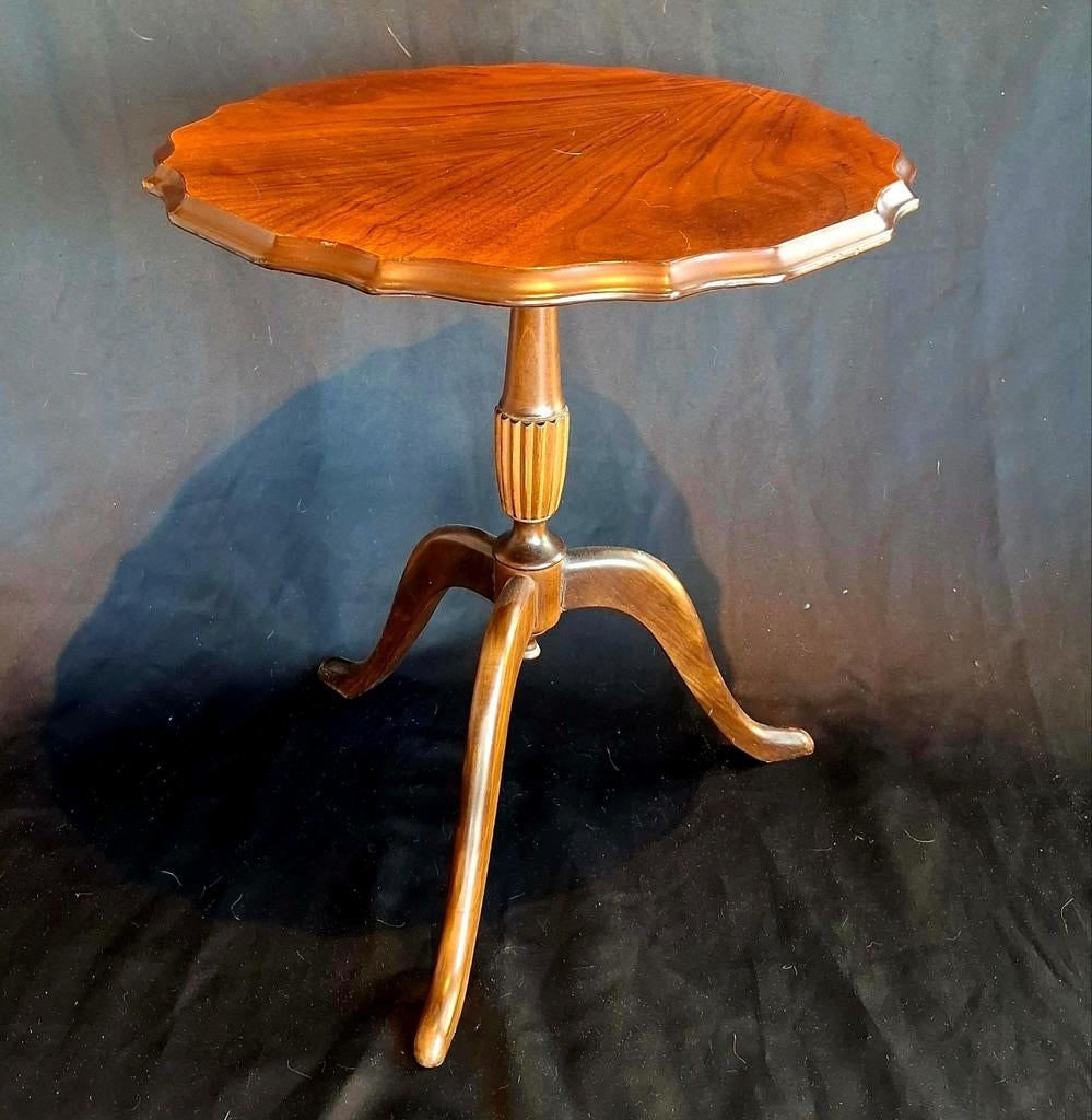 Vintage Mahoniehouten Wijntafeltje, Huis en Inrichting, Tafels | Bijzettafels, Ophalen, Rond, Minder dan 55 cm