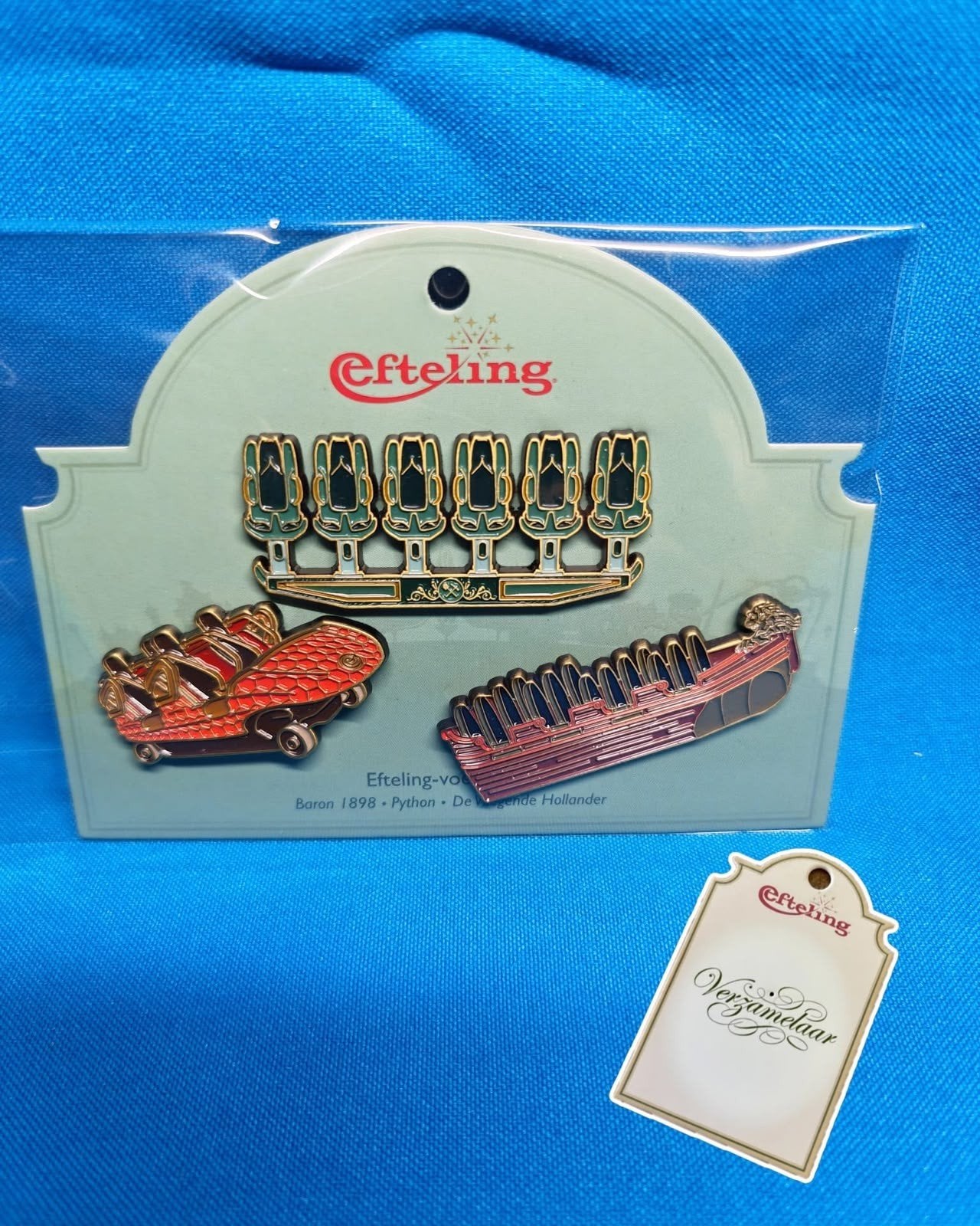 Efteling pin set Voertuigen deel 3 nieuw op kaartje, Verzamelen, Ophalen, Nieuw, Button of Speldje