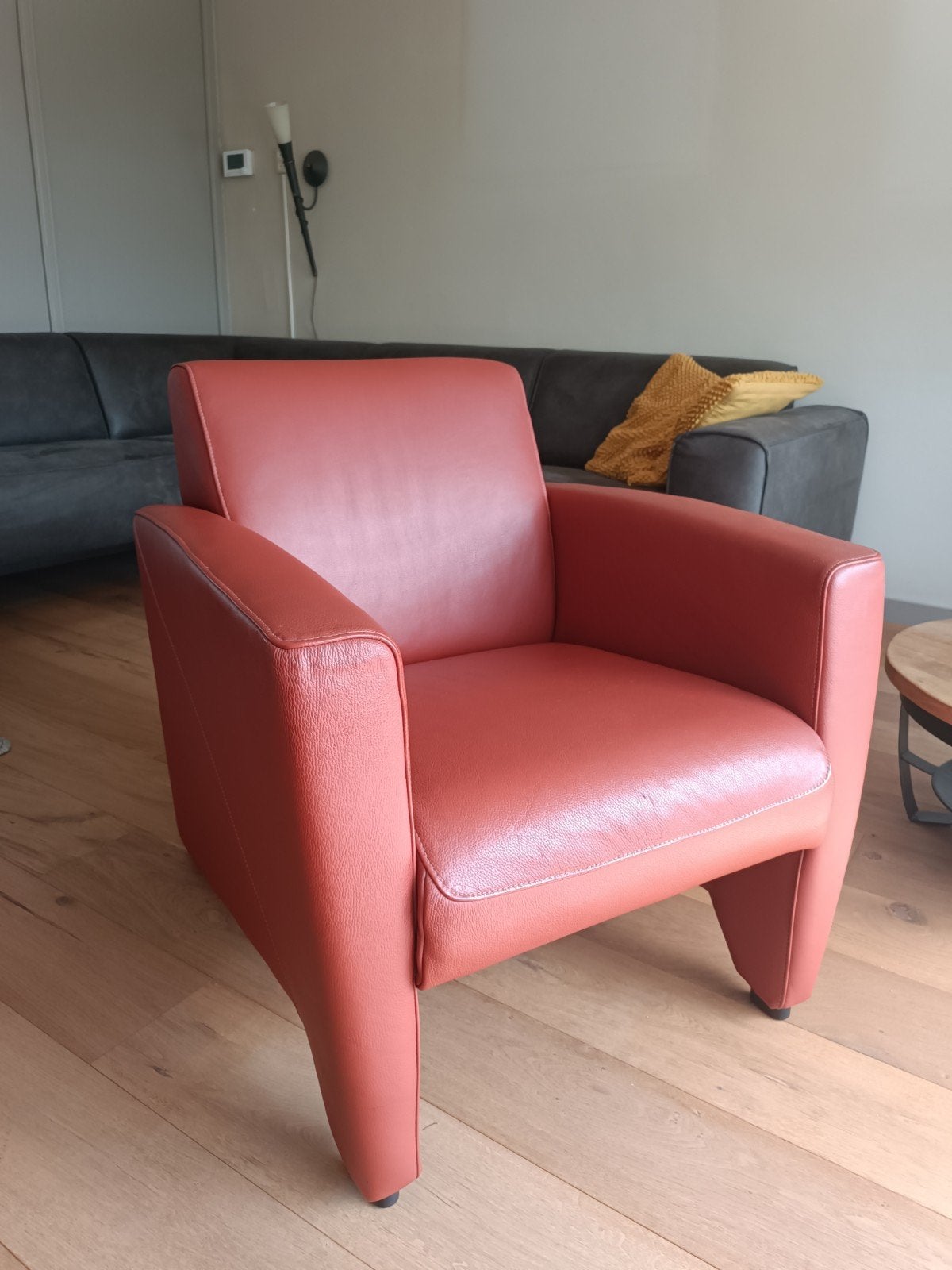 Set van twee terra Montel leren fauteuils, zo goed als nieuw, Huis en Inrichting, Fauteuils, Ophalen of Verzenden, Zo goed als nieuw