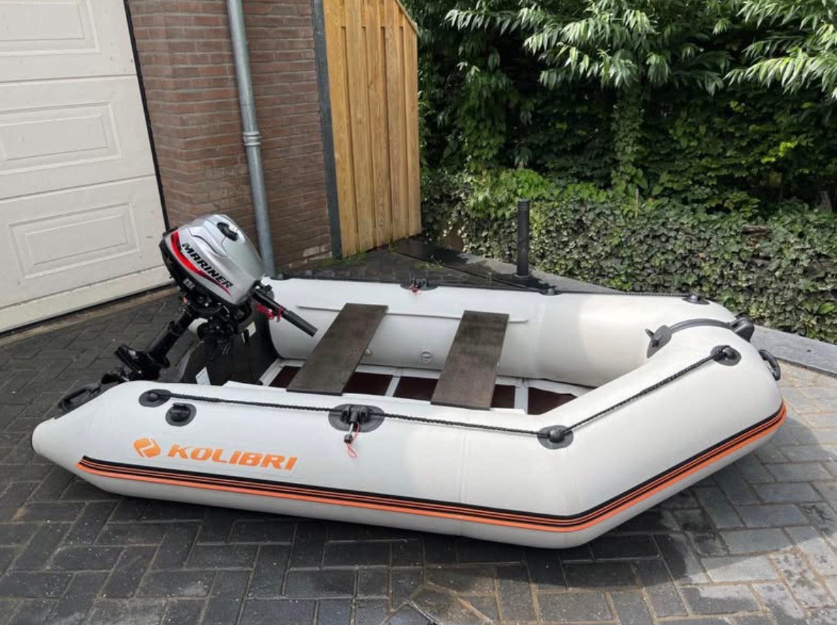 Kolibri rubberboot 2,60m + 3,5 pk marinier, Watersport en Boten, Ophalen, Overige materialen, Kolibri, Zo goed als nieuw