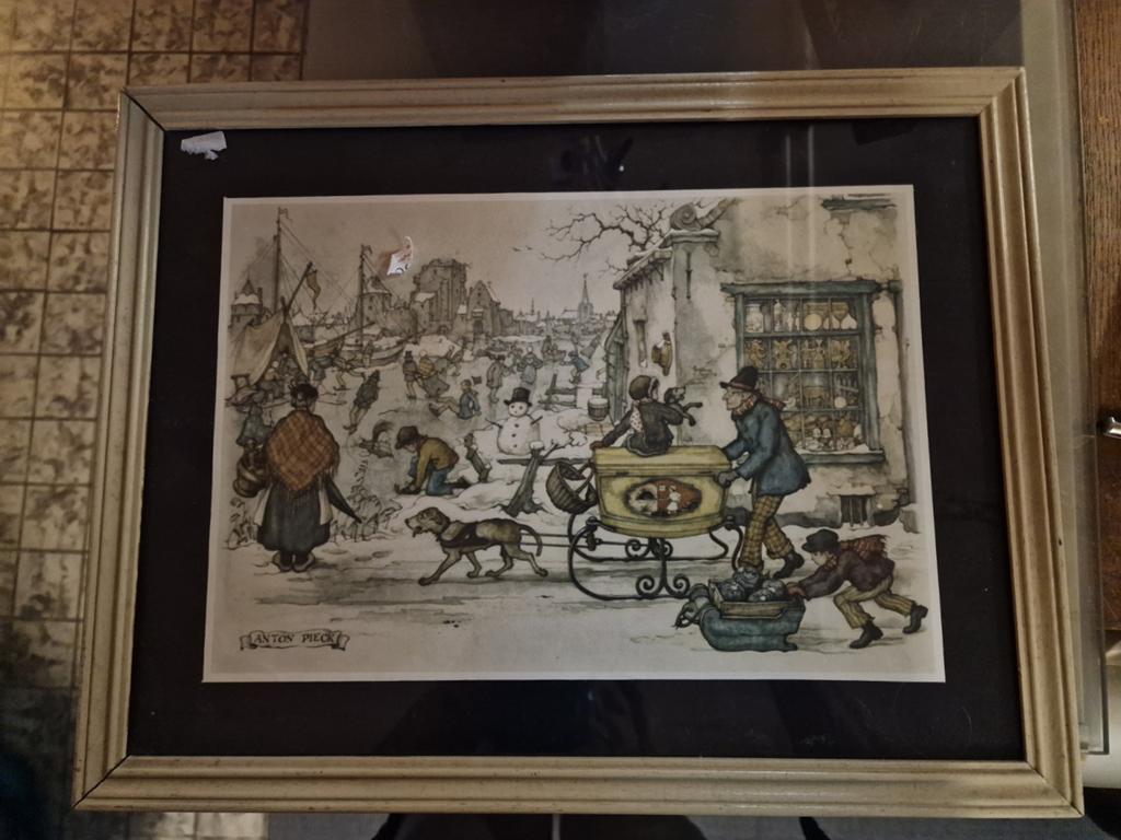 Anton Pieck Prent - Wintertafereel (43x33 cm), Ophalen