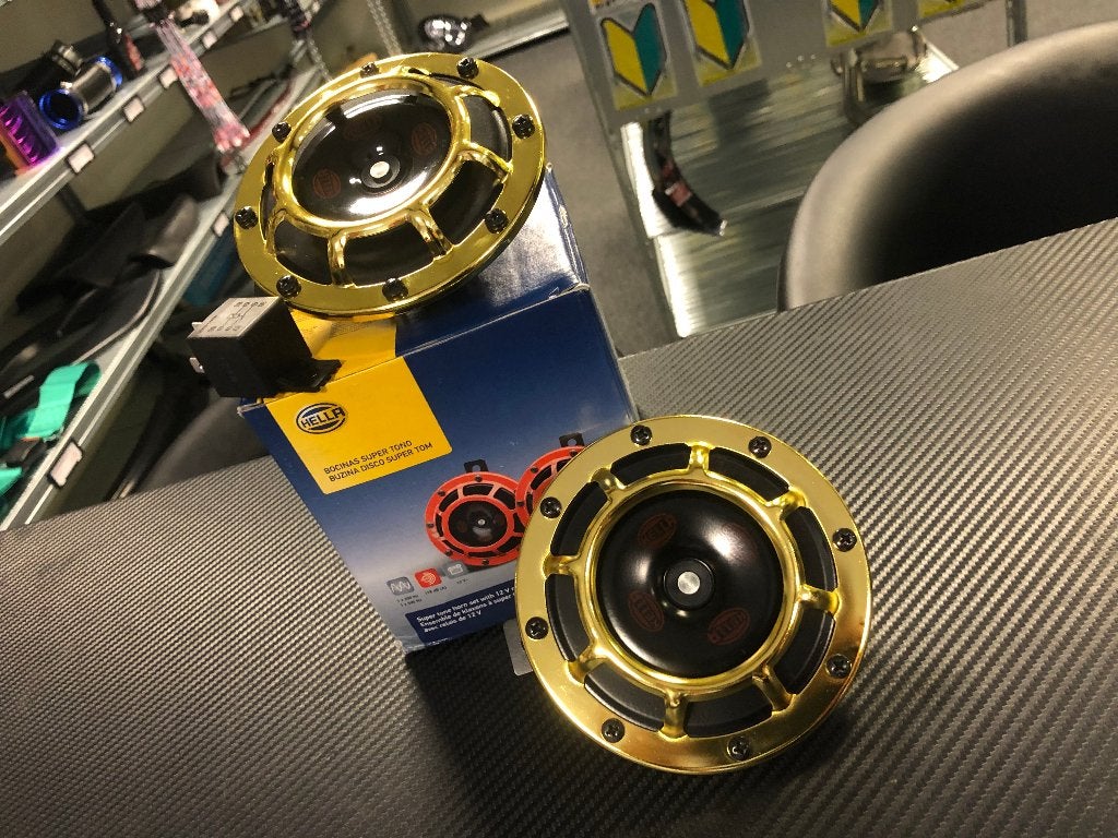 Hella Supertone 118db Claxon set (goud gold geel), Ophalen of Verzenden