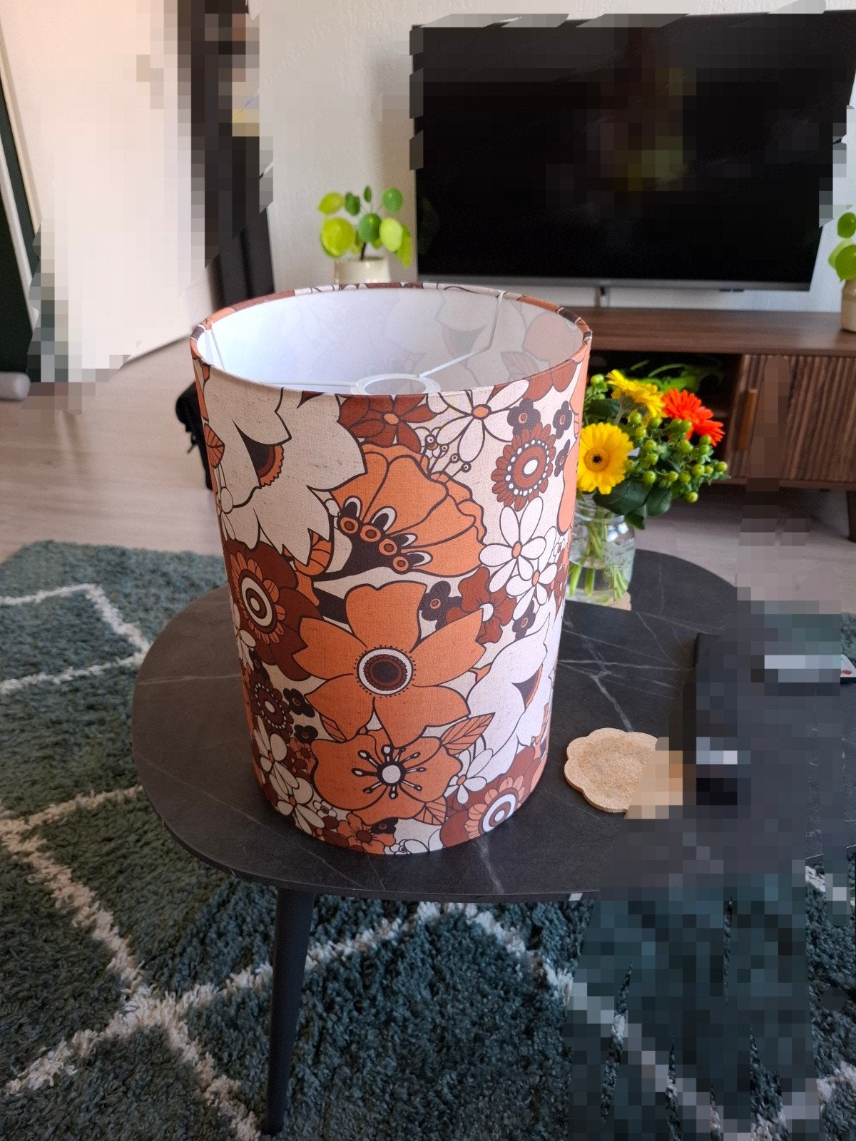 Bloemen lampenkap, Ophalen, Rond, Zo goed als nieuw, Textiel