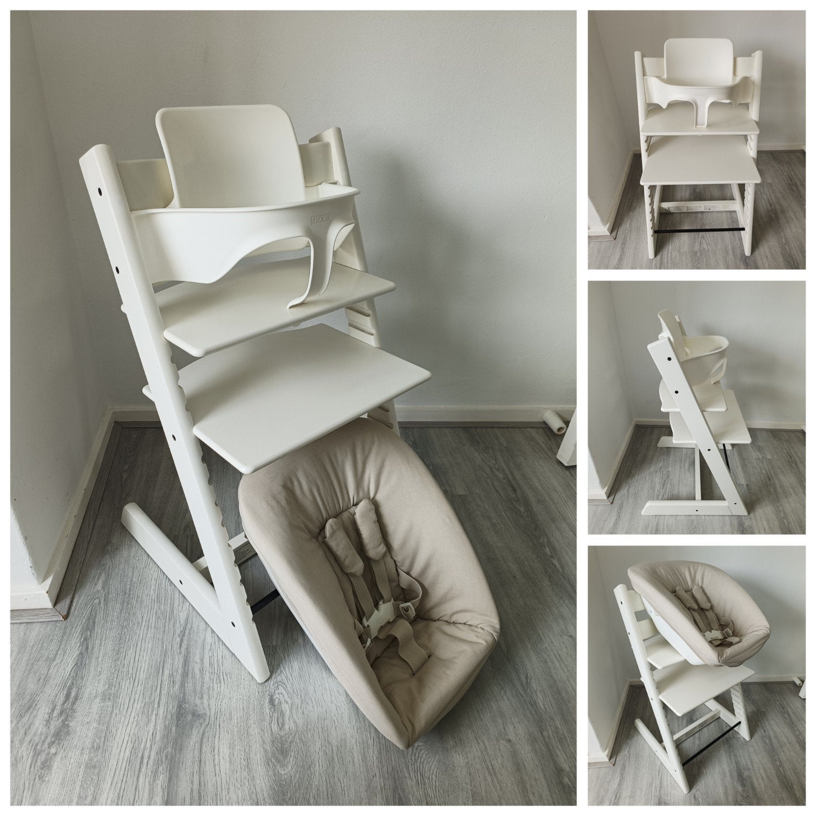 Stokke Tripp Trapp wit met babyset en newbornset, Kinderen en Baby's, Kinderstoelen, Zo goed als nieuw, Meegroeistoel, Aanschuifbaar