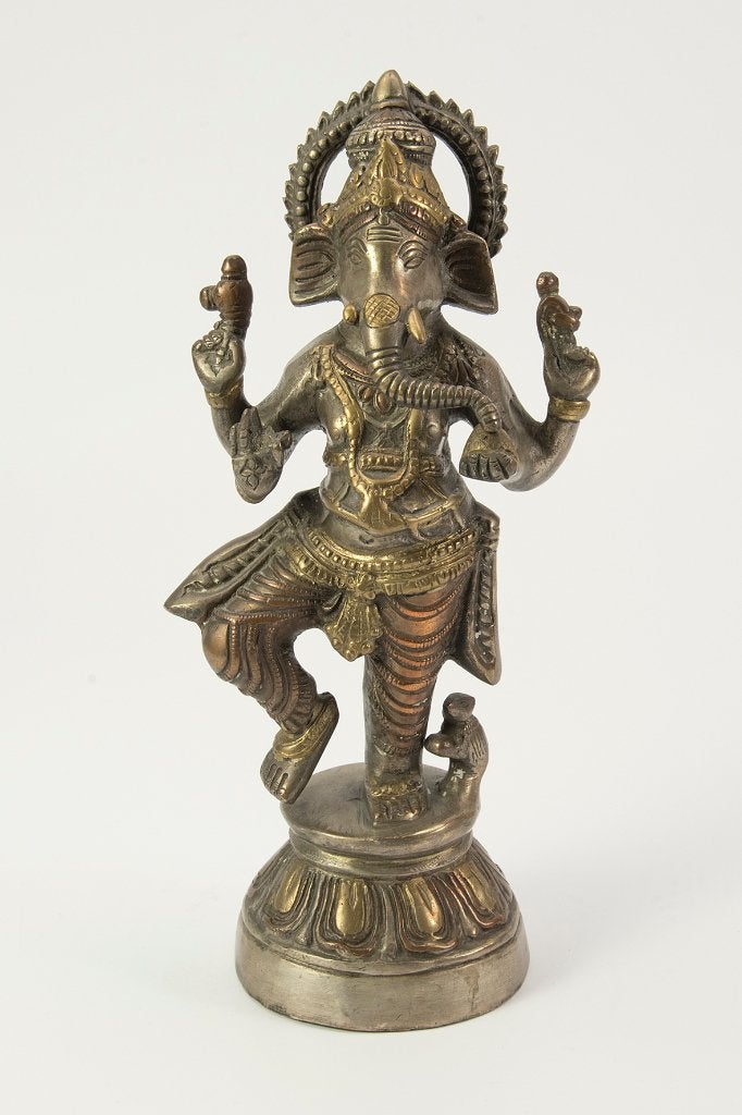 Antiek bronzen beeld van dansende Ganesha, Minder dan 20 cm, Ophalen of Verzenden, Beeld, Azië