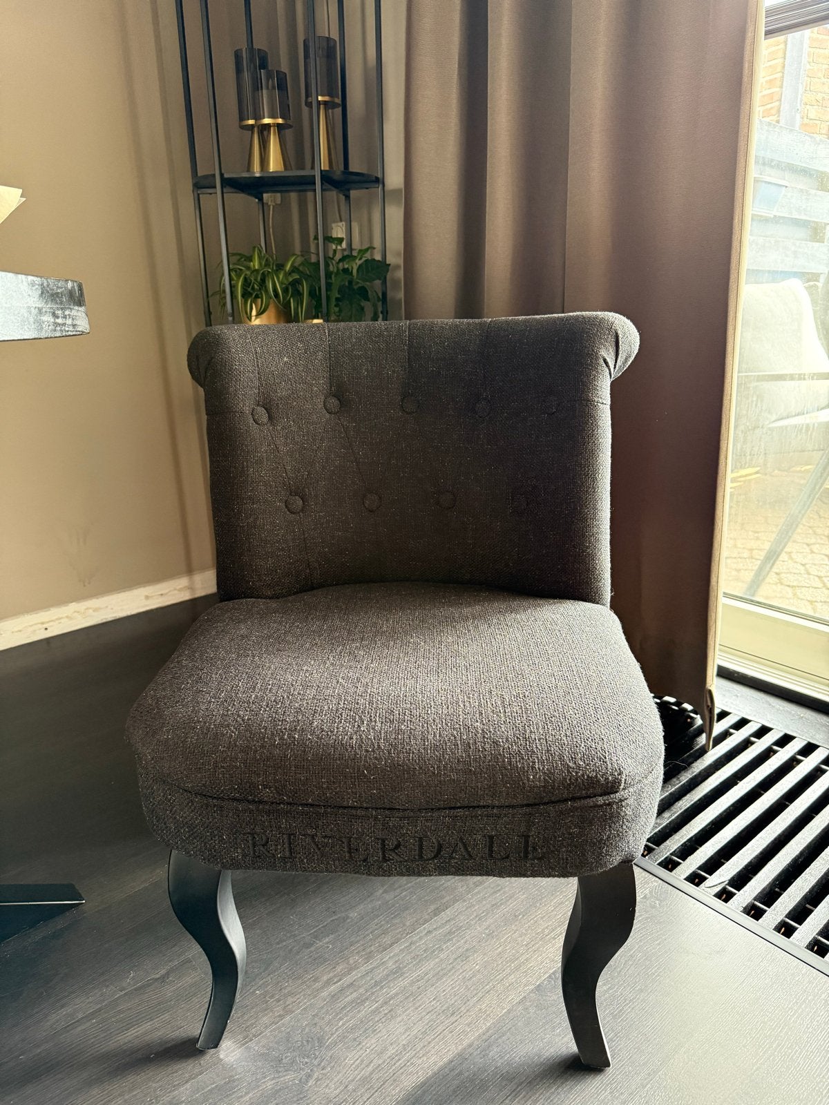 Riverdale fauteuil grijs, Huis en Inrichting, Ophalen, 75 tot 100 cm, Zo goed als nieuw, Stof