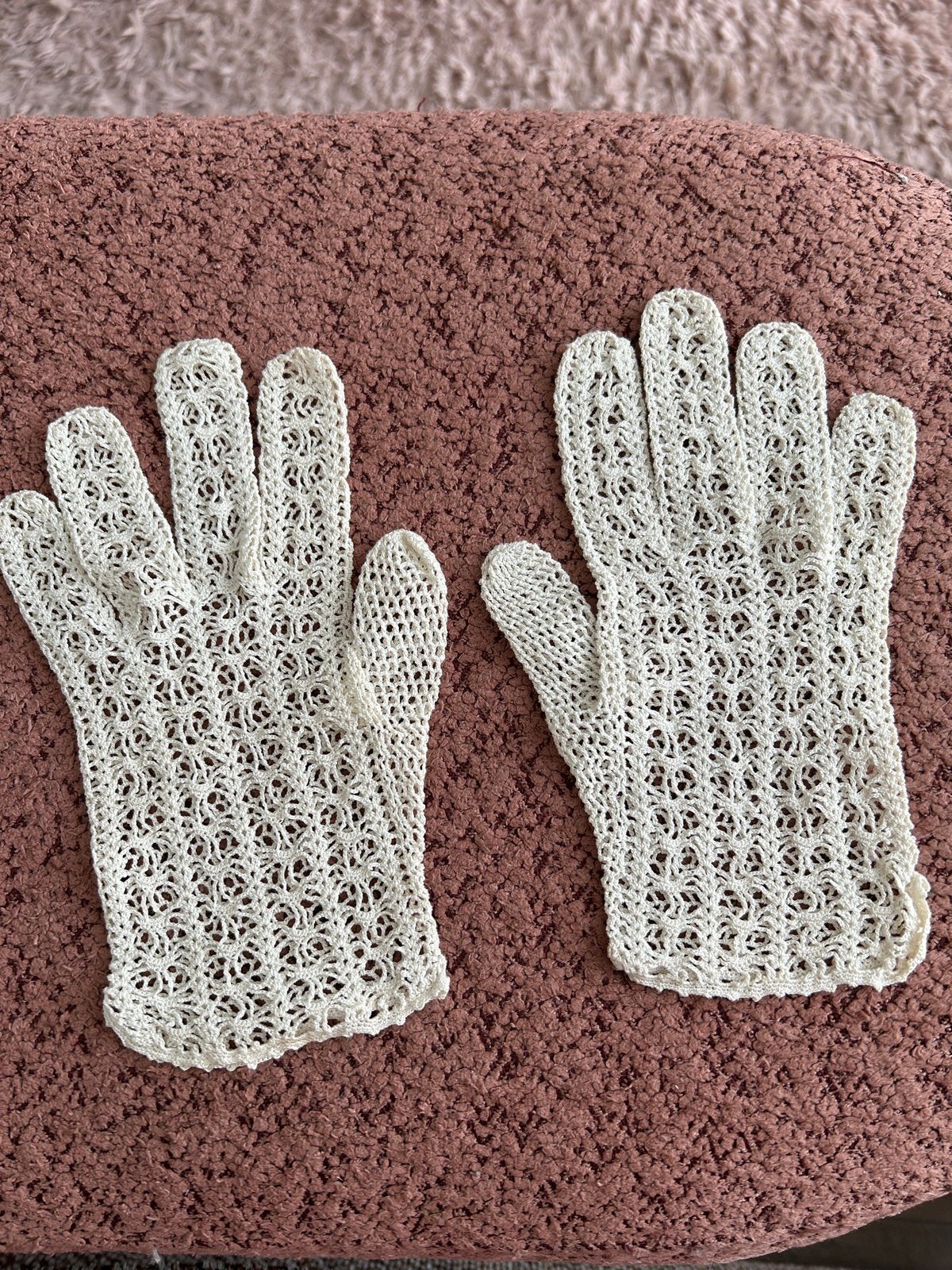 Vintage gehaakte handschoenen, Antiek en Kunst, Ophalen of Verzenden, Dames