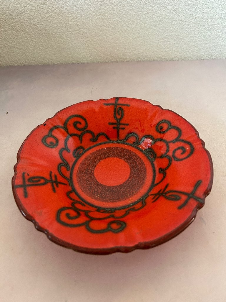 Vintage Flora Gouda Tokio schaal handgeschilderd 70s, Antiek en Kunst, Ophalen of Verzenden