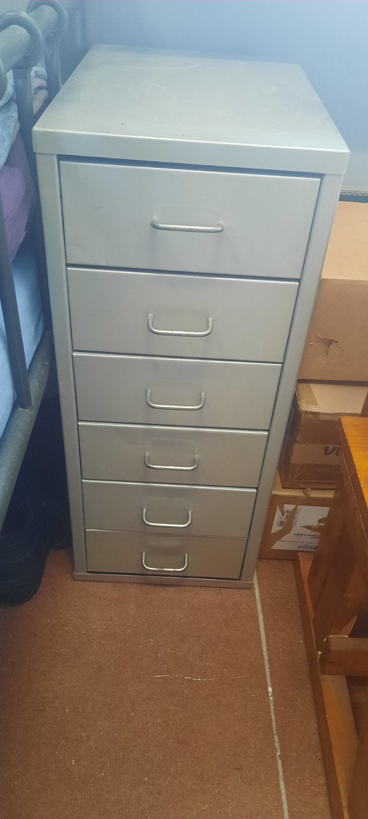 Metalen ladekast met 6 laden - Grijs, Ophalen, Gebruikt, 5 laden of meer, 100 tot 150 cm