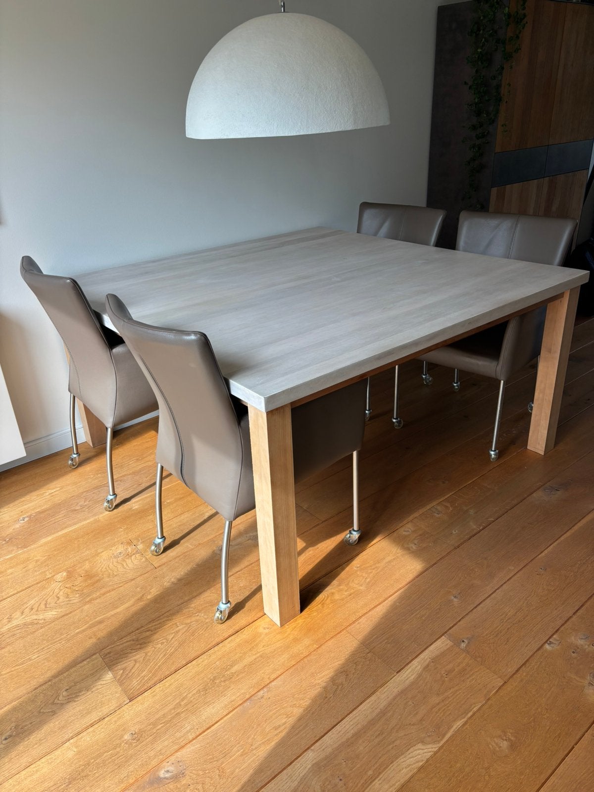 Eettafel hout tot 8 personen, Ophalen, Gebruikt, 150 tot 200 cm, Vierkant