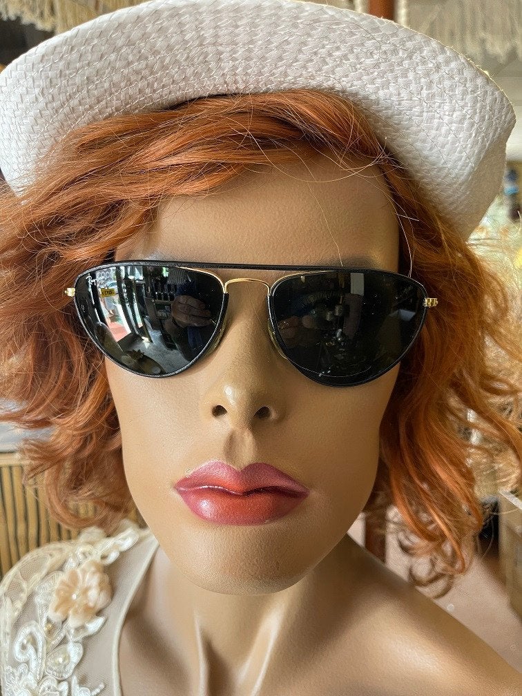 Vintage B&L Ray-Ban Ladies Aviator 59 zonnebril W1565 A50, Ray-Ban USA, Zonnebril, Zwart, Ophalen of Verzenden