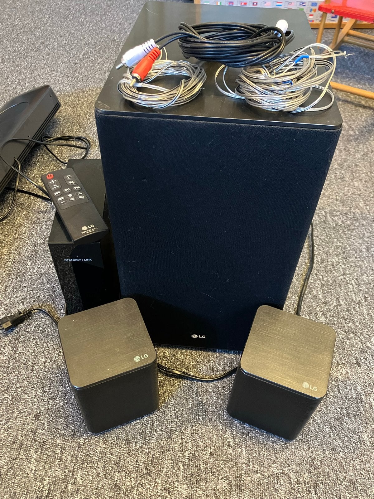 LG Soundbar met subwoofer en satelliet speakers, Ophalen, Met externe subwoofer, Gebruikt