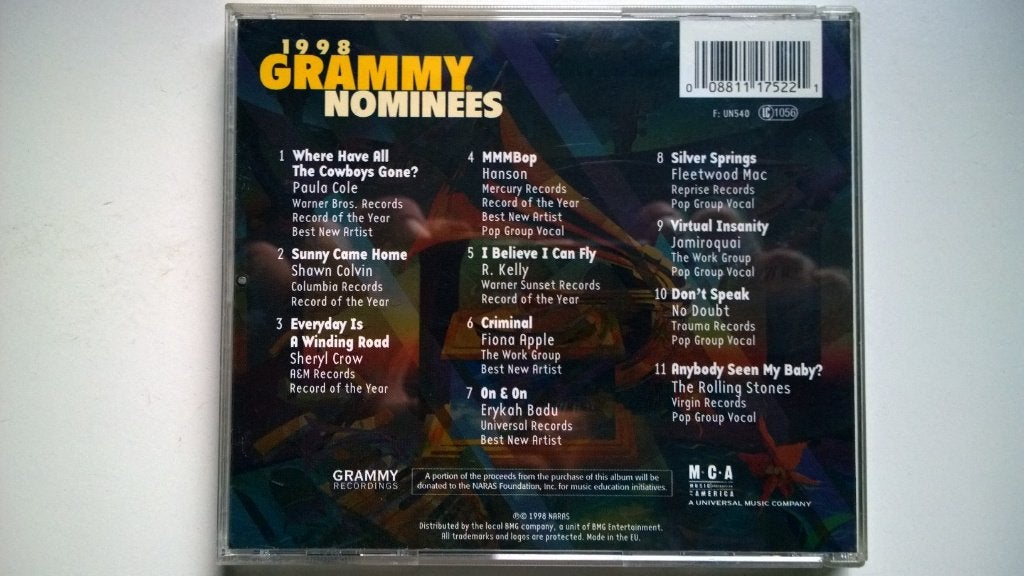 1998 Grammy Nominees, Cd's en Dvd's, Ophalen of Verzenden, Zo goed als nieuw, Pop, Album