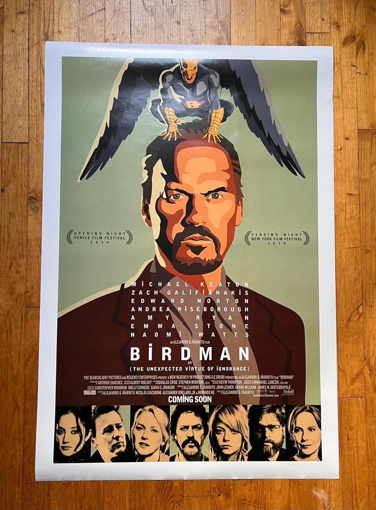 Originele BIOSCOOPPOSTER Birdman 2014 27x40 inch Double Side, Ophalen of Verzenden, Deurposter of groter, Film en Tv
