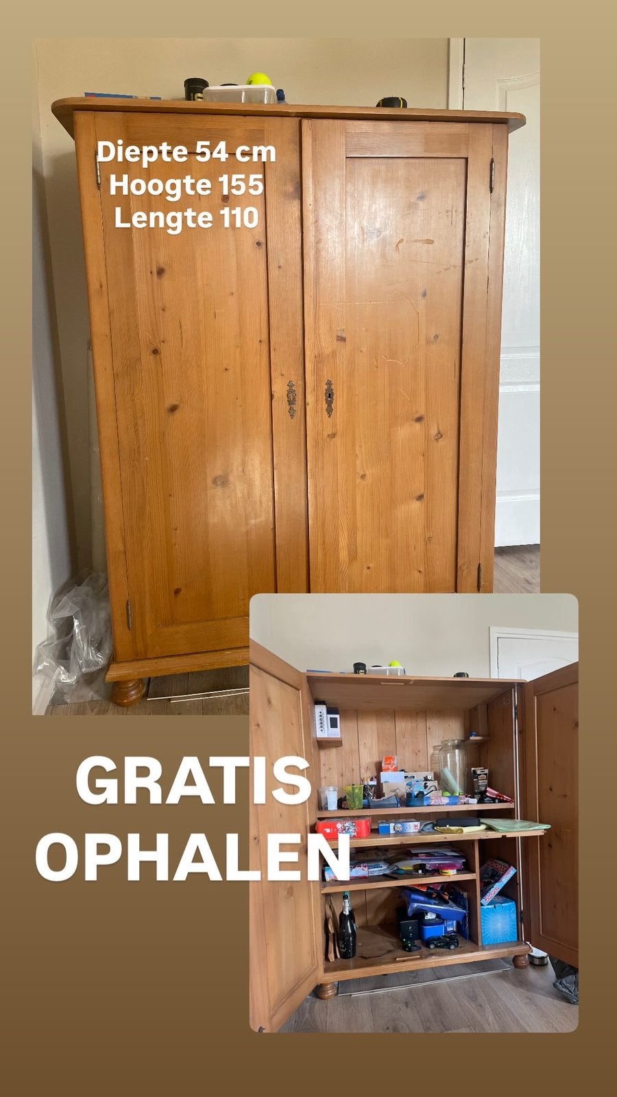Kast, Huis en Inrichting, Ophalen, Gebruikt, 50 tot 100 cm, Minder dan 100 cm