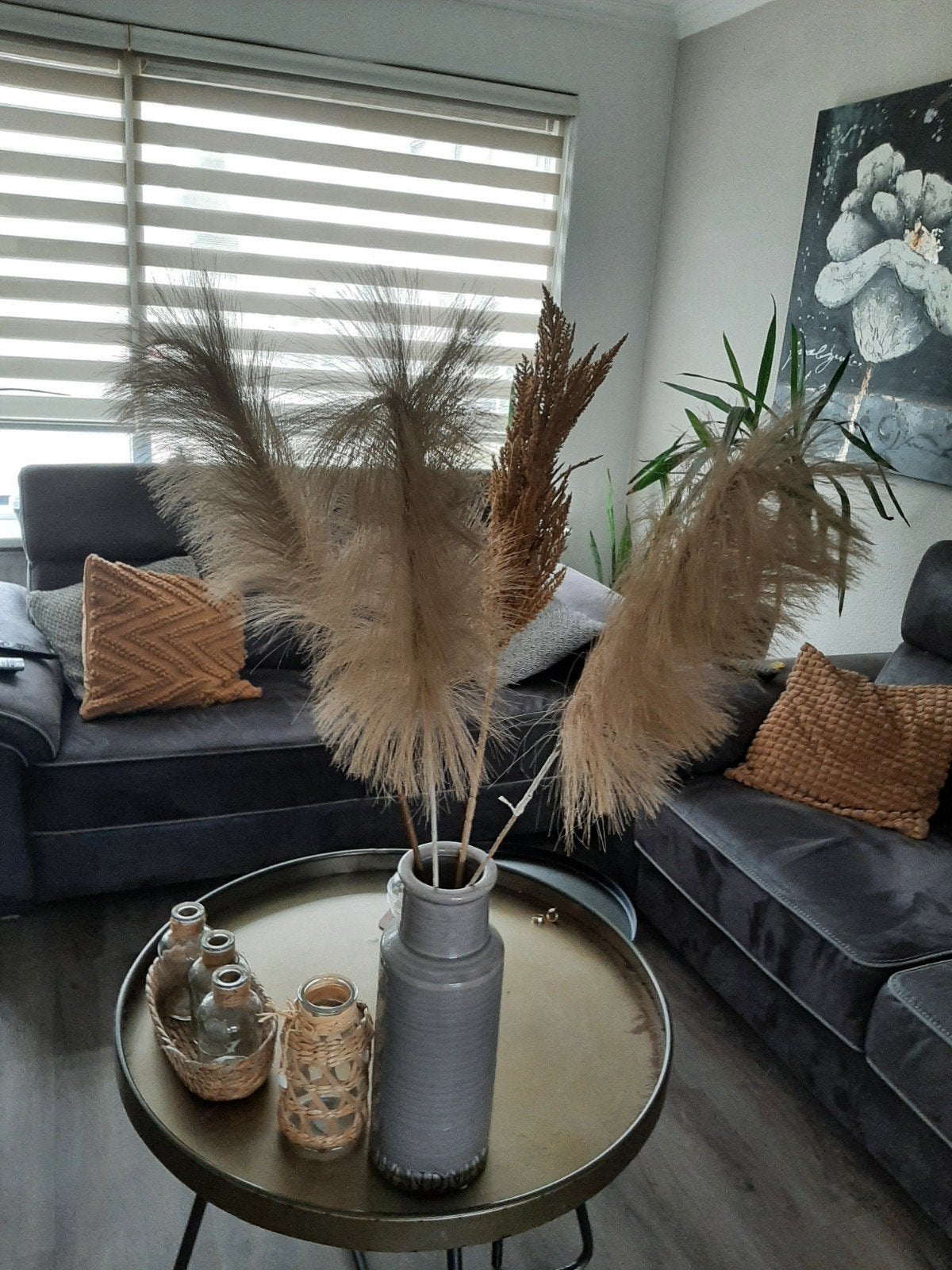 mooie decoratieve vaas 4.95 pluimen 7,50, Ophalen, Zo goed als nieuw