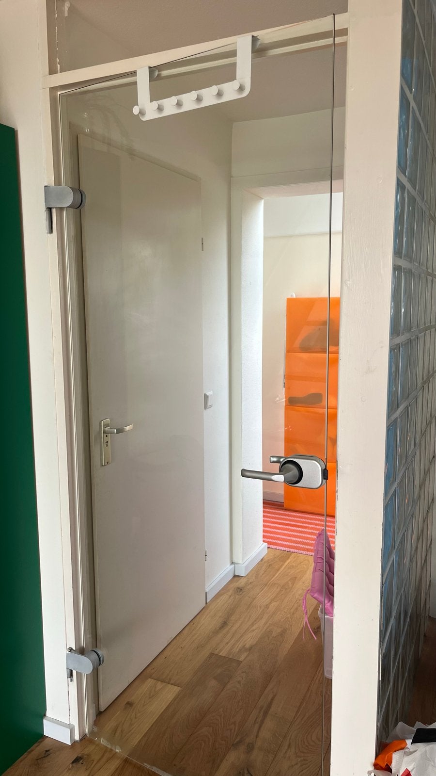 Glazen binnendeur met beslag, Doe-het-zelf en Verbouw, Deuren en Horren, Ophalen, Gebruikt, 80 tot 100 cm, Binnendeur