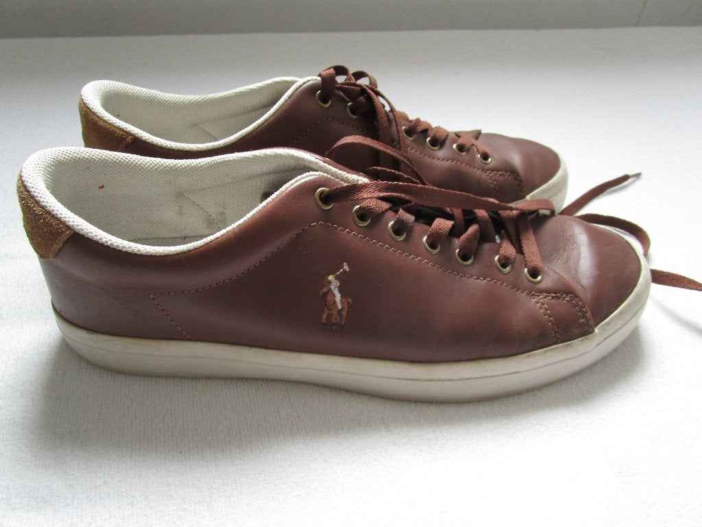 Ralph Lauren Polo gympen, maat 43, Bruin, Ophalen of Verzenden, Sneakers of Gympen, Gedragen