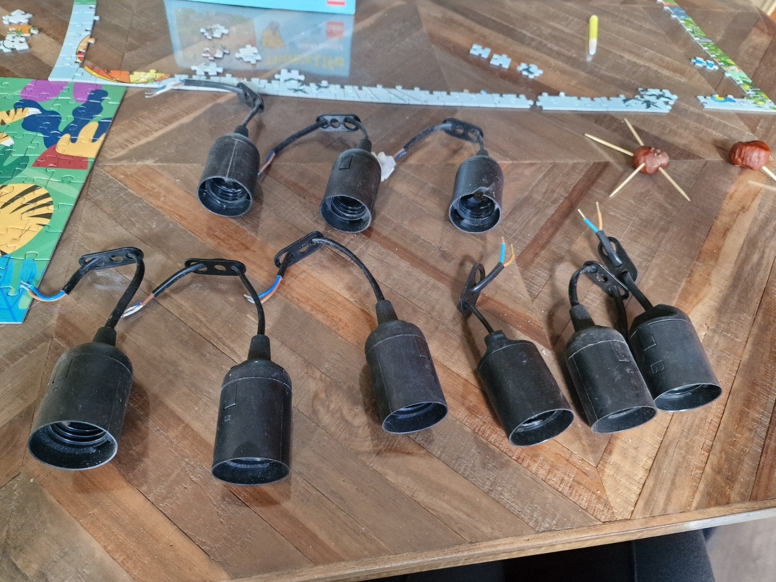 9 verhuisfittingen E27 fittingen voor tijdelijke verlichting, Overige merken, Gebruikt, Kunststof, Zwart