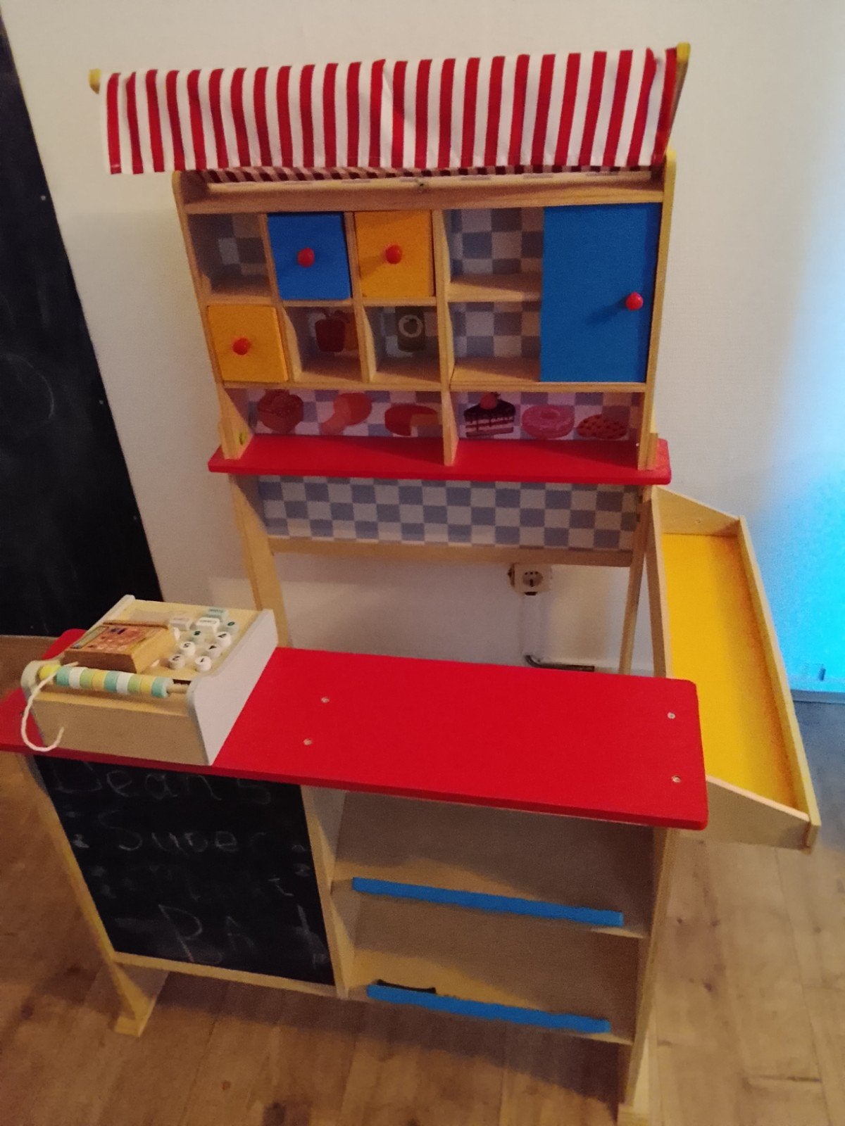 Houten Speelgoed Winkel met Boodschappenwagentje, Kinderen en Baby's, Ophalen, Gebruikt, Jongen of Meisje