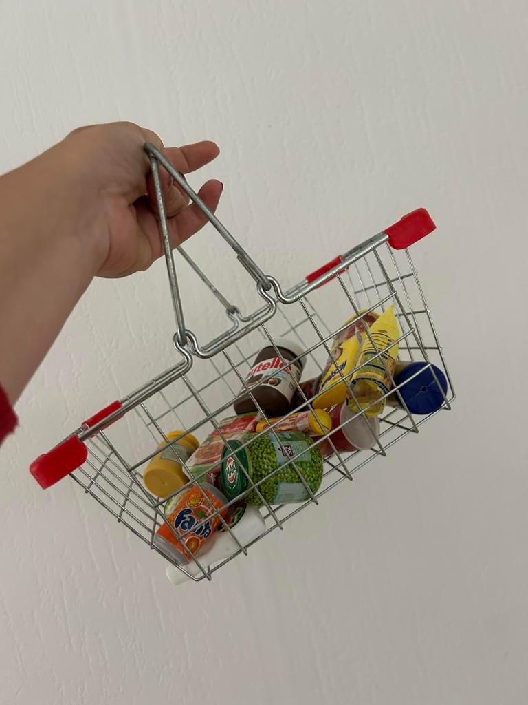 Boodschappen mandje met miniatuur boodschappen/mini’s, Ophalen of Verzenden, Gebruikt, Jongen of Meisje