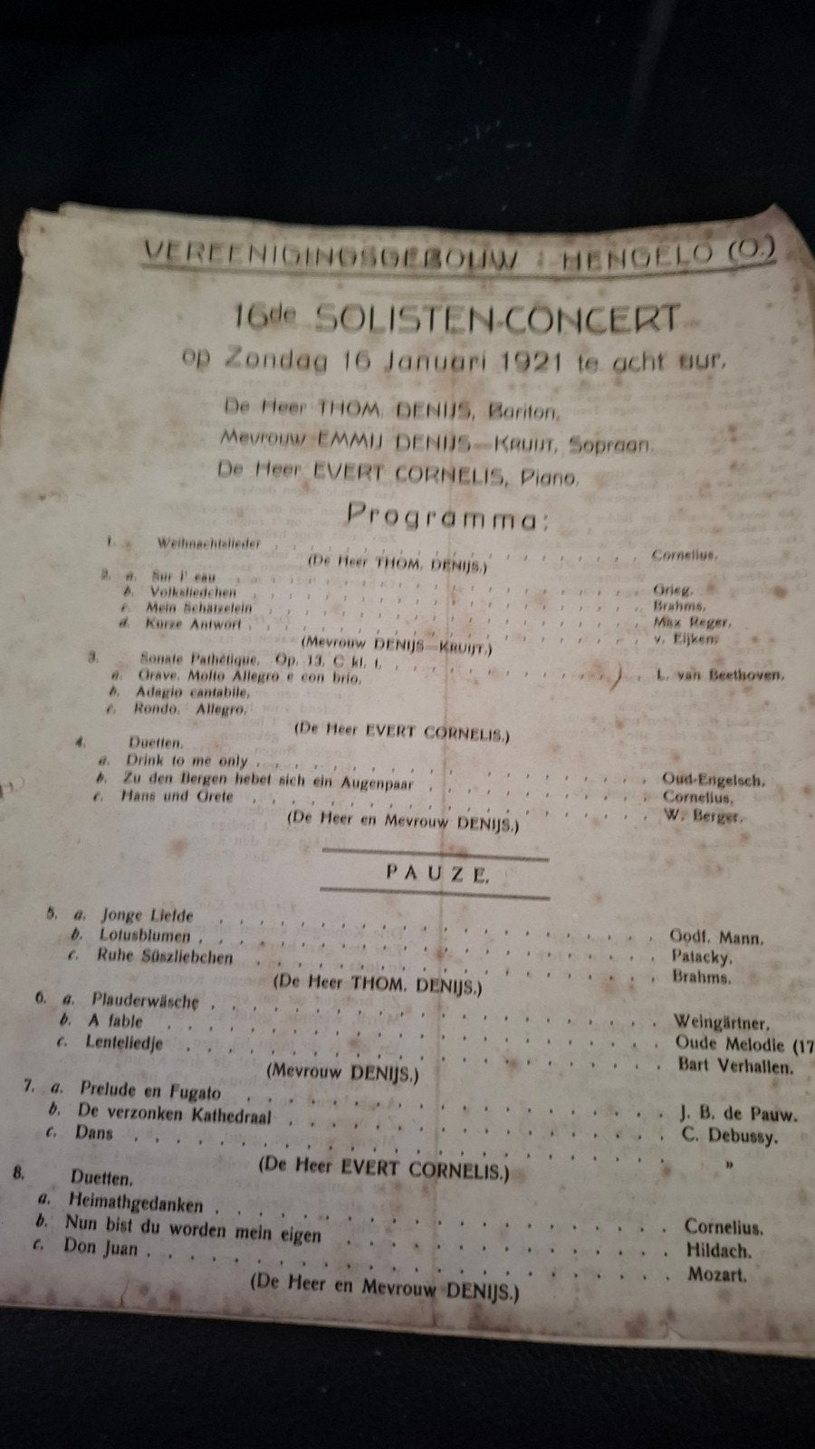 antieke concert programma uit Hengelo, Ophalen, 1920 tot 1940, Tijdschrift