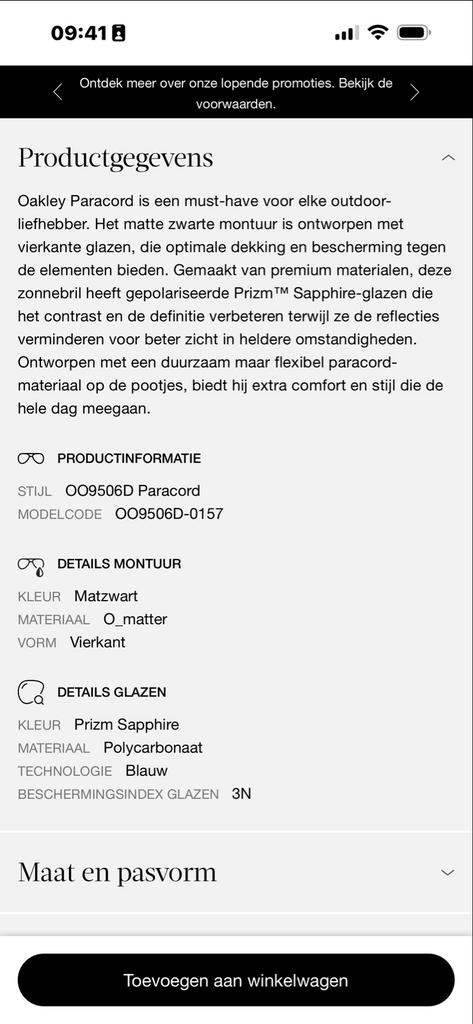 Oakley OO9506D Paracord zonnebril, Sieraden, Tassen en Uiterlijk, Zonnebrillen en Brillen | Heren, Zonnebril, Zwart, Nieuw, Ophalen of Verzenden