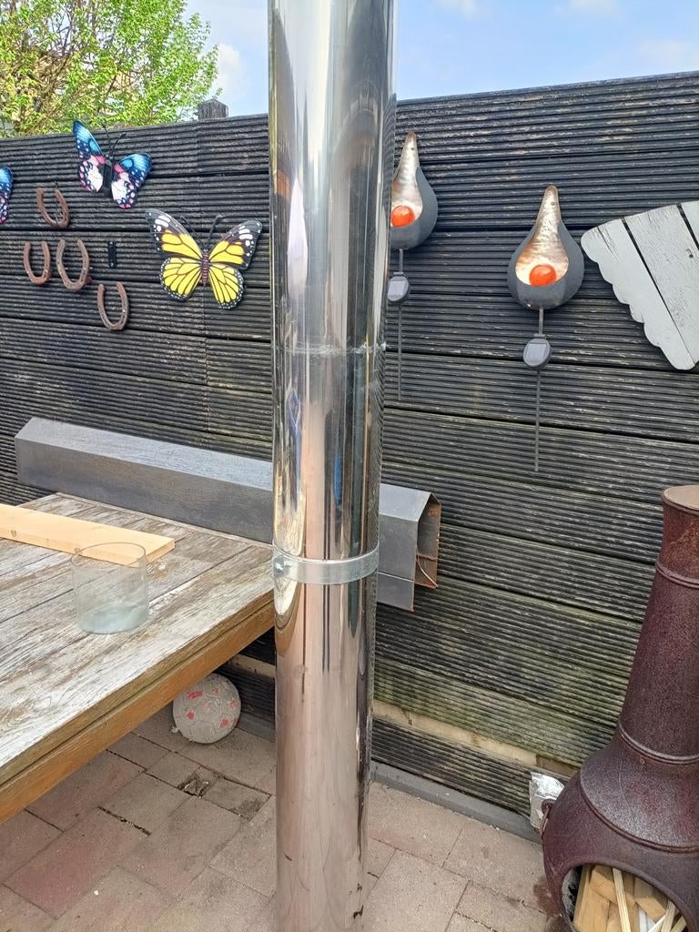 Nieuwe kachelpijp RVS 2 meter, diameter 150 mm, Ophalen, Nieuw