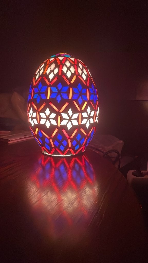 Nieuwe Handgemaakte Mozaïek Tafellamp – Eivorm / Oosters, Blauw, Nieuw, Ophalen of Verzenden, Sfeerlamp