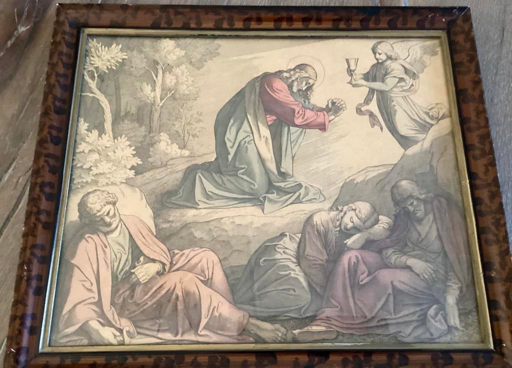 Mooie religieuze ingelijste prent …, Ophalen of Verzenden