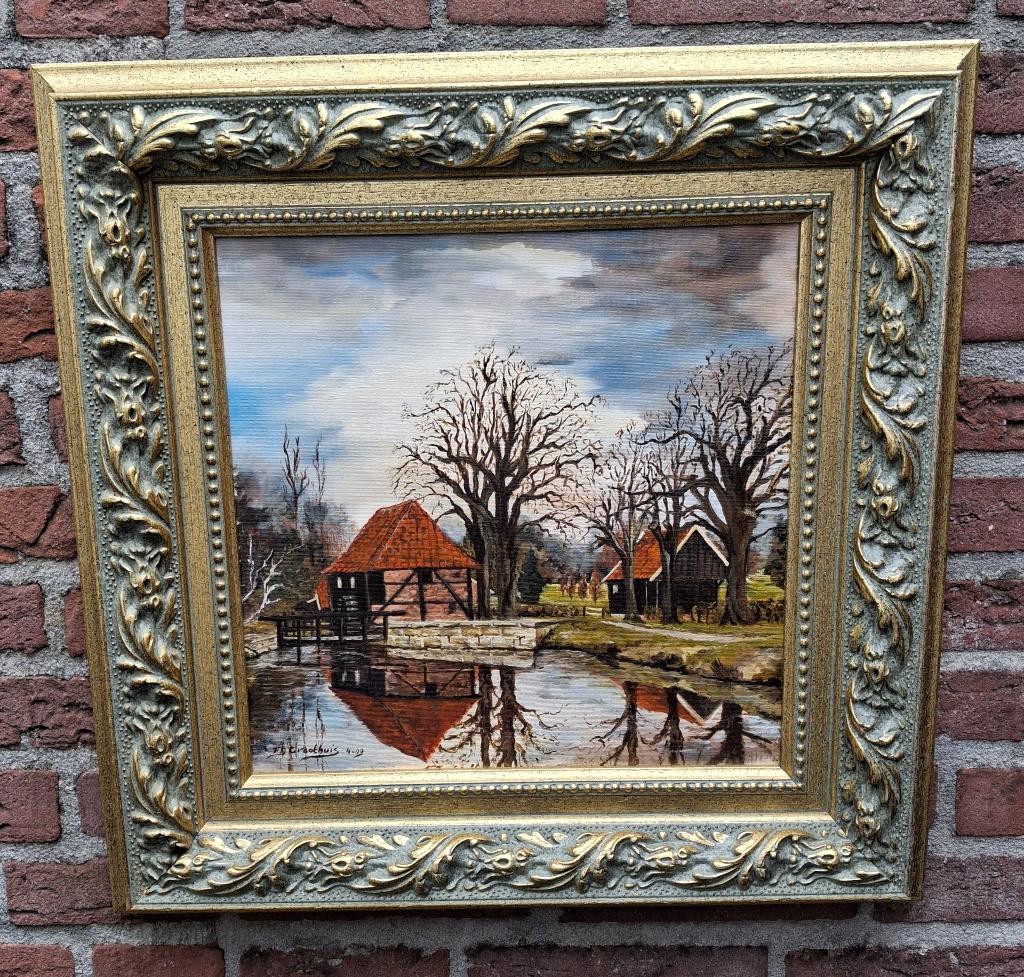 F.B.Groothuis, watermolen Oele, Antiek en Kunst, Kunst | Schilderijen | Klassiek, Ophalen of Verzenden