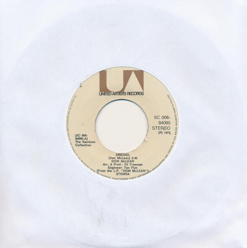 2622 Don McLean - Dreidel (1972), Cd's en Dvd's, Vinyl Singles, Gebruikt, 7 inch, Single, Ophalen of Verzenden