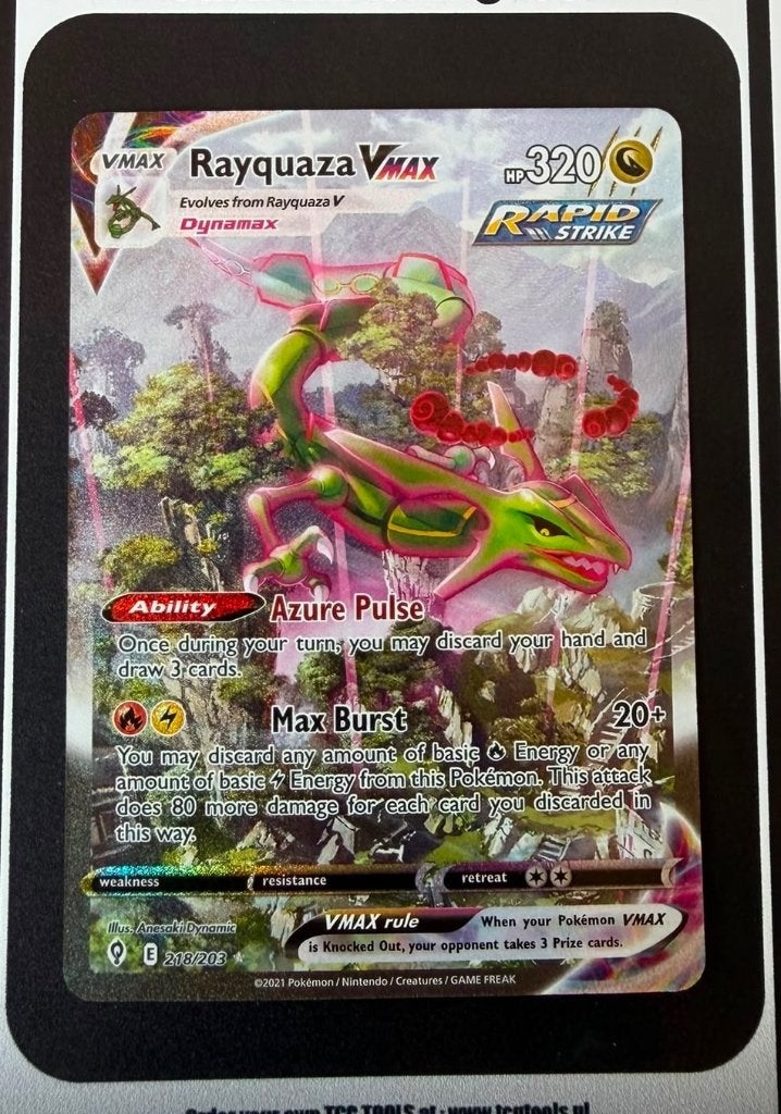 Rayquaza 218, Ophalen of Verzenden, Zo goed als nieuw, Losse kaart