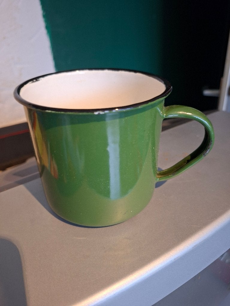 groene emaille mok, Ophalen of Verzenden