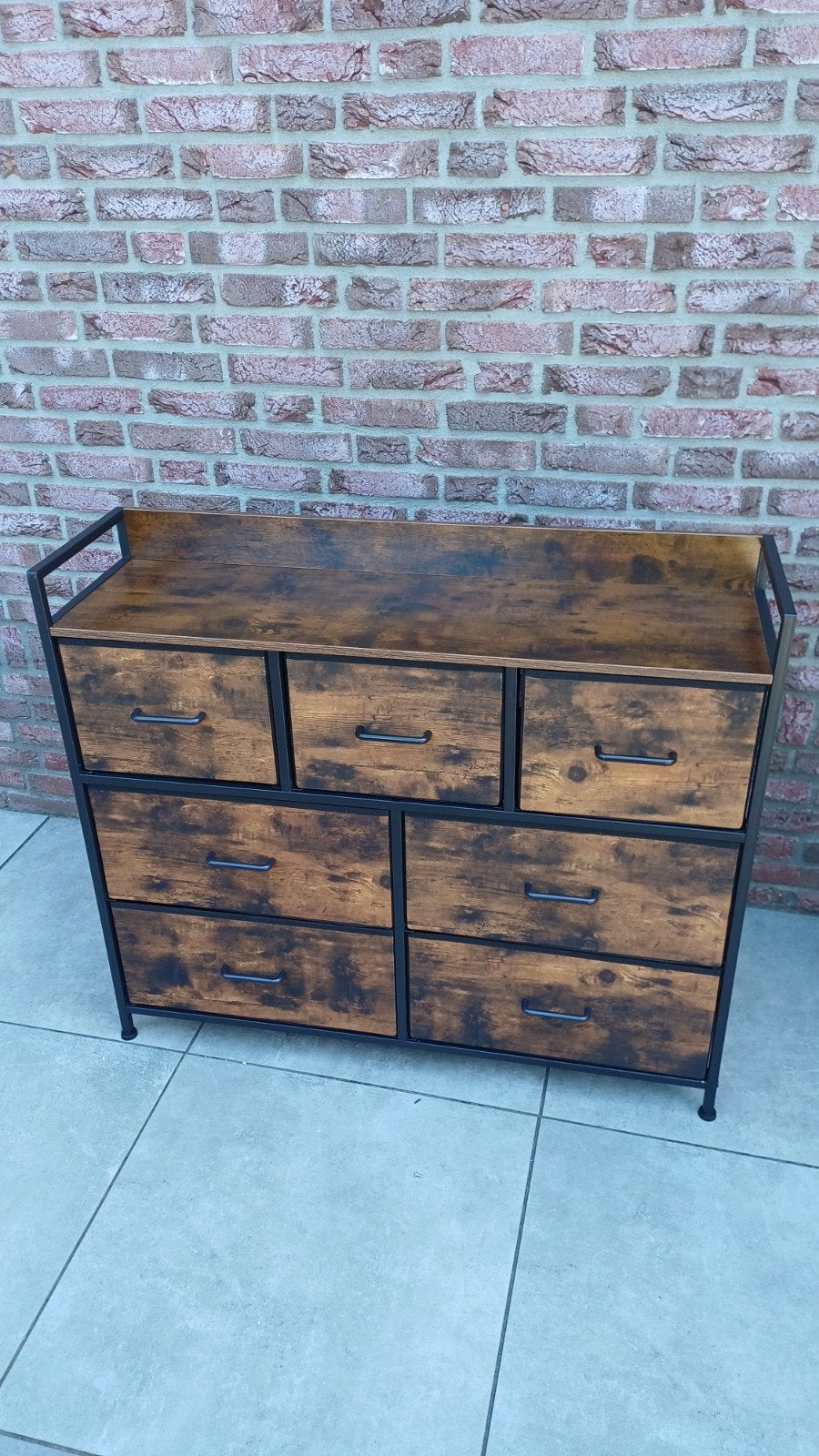 Dressoir Ladekast Schoenenkast 7 Lades Zwart Donker Hout, 5 laden of meer, Nieuw, 50 tot 100 cm, Industriële