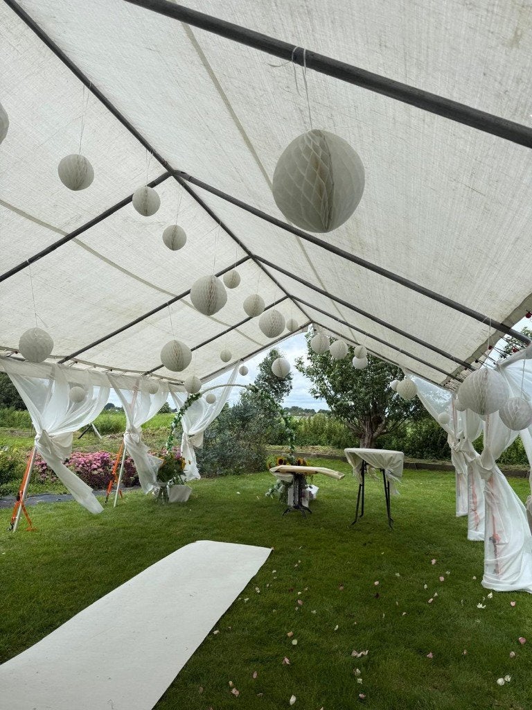 Honeycomb lampionnen 40cm, 30cm en 20cm, Ophalen, Zo goed als nieuw, Feestartikel, Geboorte of Huwelijk