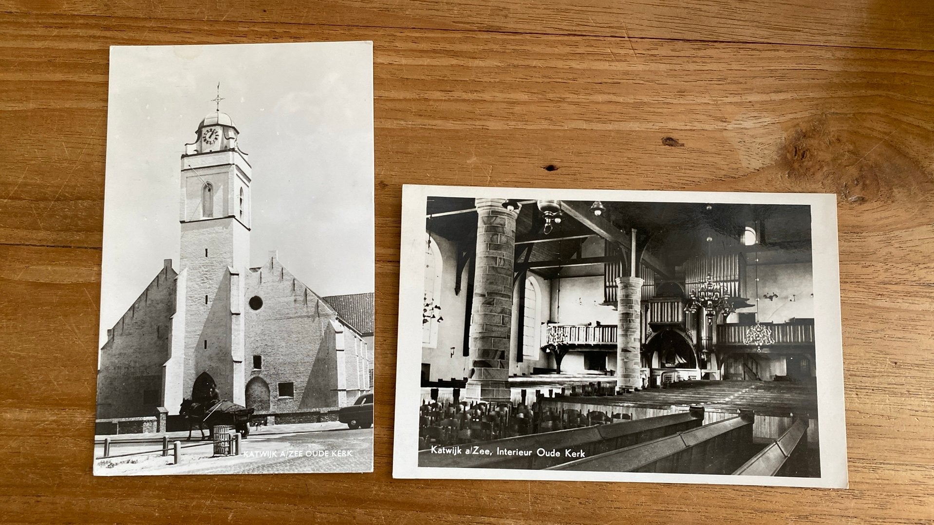 2 Ansichtkaarten : Katwijk aan Zee . Oude kerk, Ophalen of Verzenden, 1940 tot 1960, Zuid-Holland