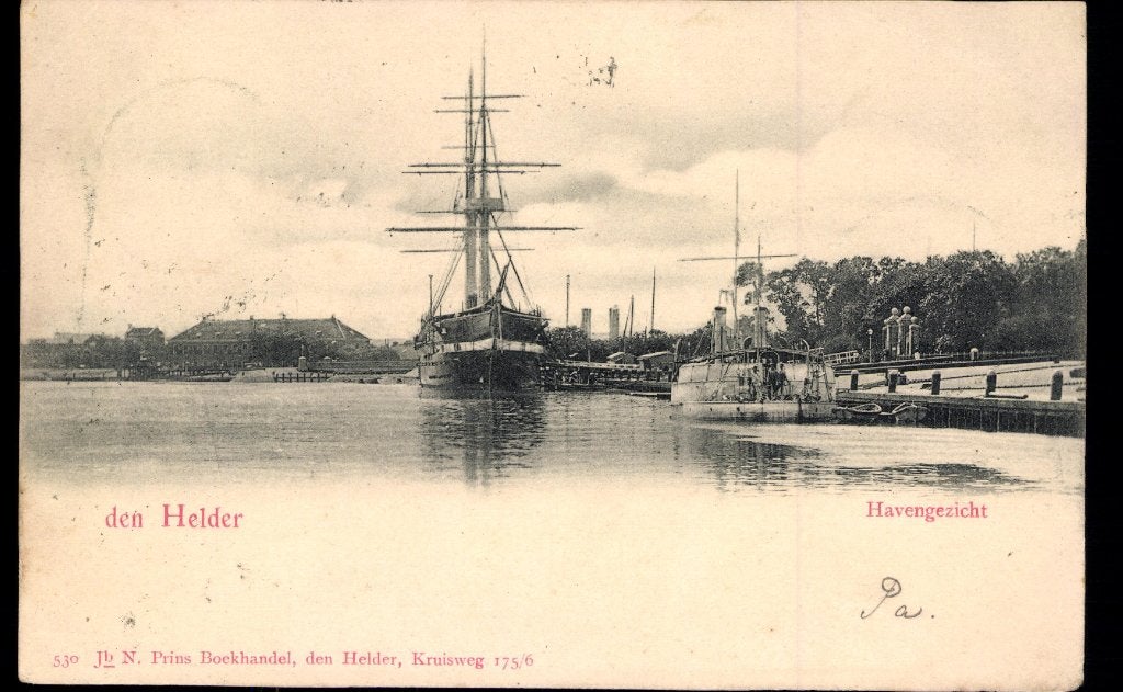 Den Helder (NH), Havengezicht met Marineschip, VIVAT no.530, Verzenden, Voor 1920, Gelopen, Noord-Holland