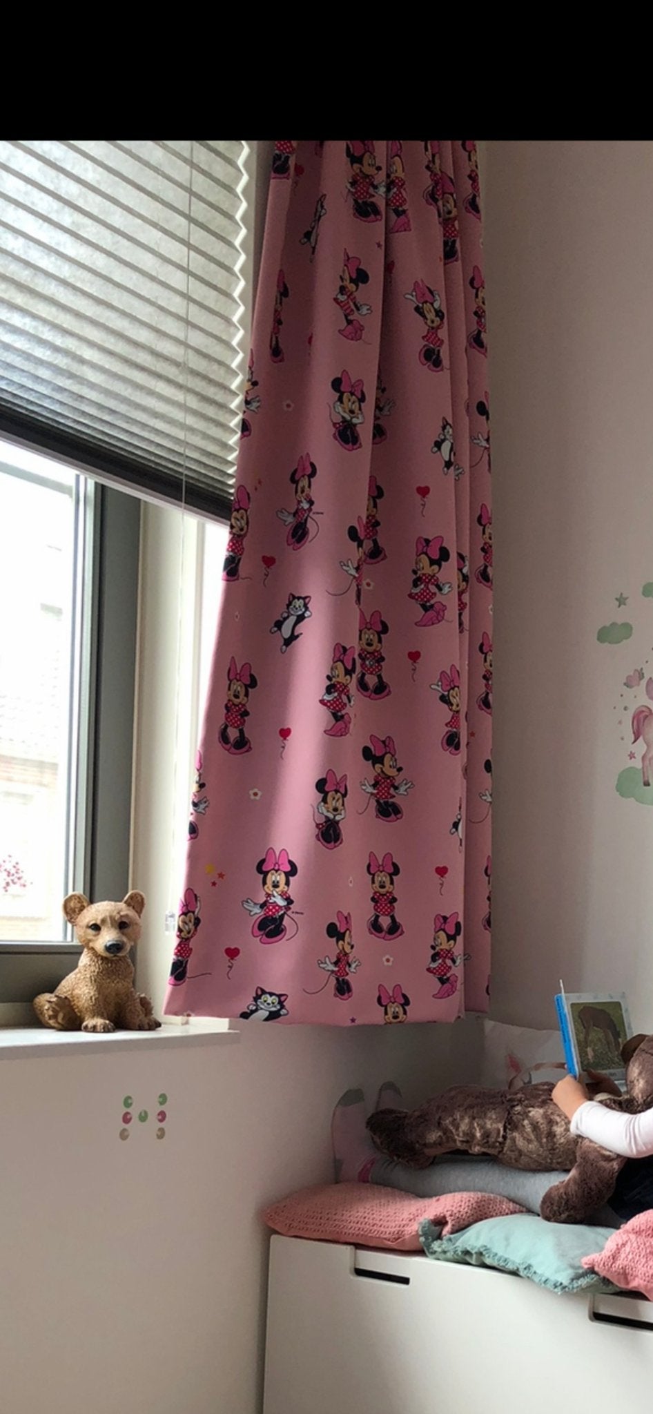Verduisterend gordijn met Minnie Mouse print, Gebruikt, Verduisterend, Ophalen of Verzenden, Polyester